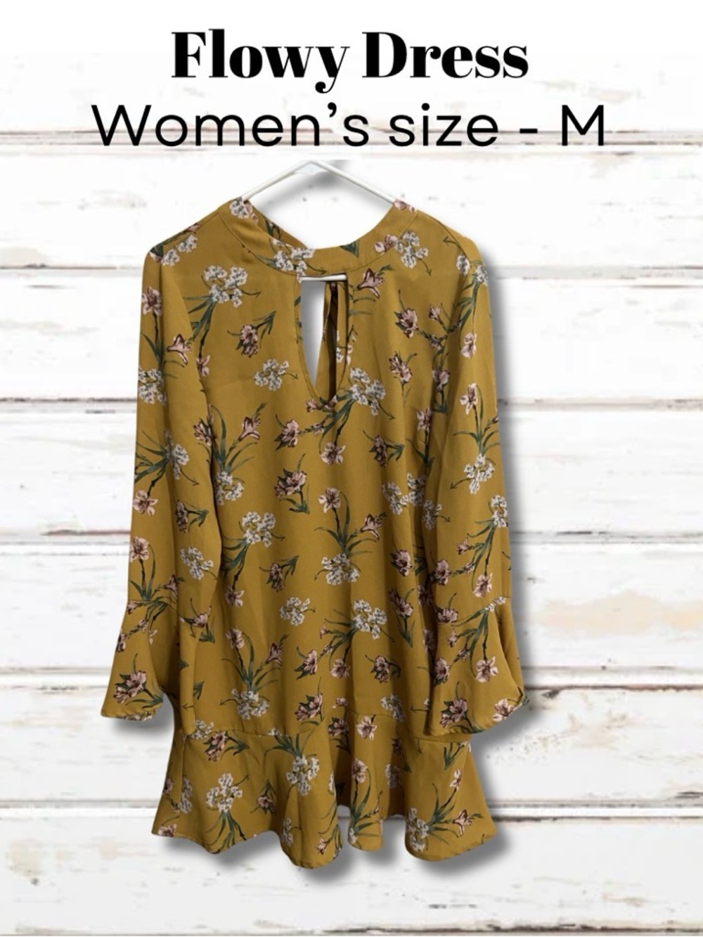 Mustard Floral Flowy Dress